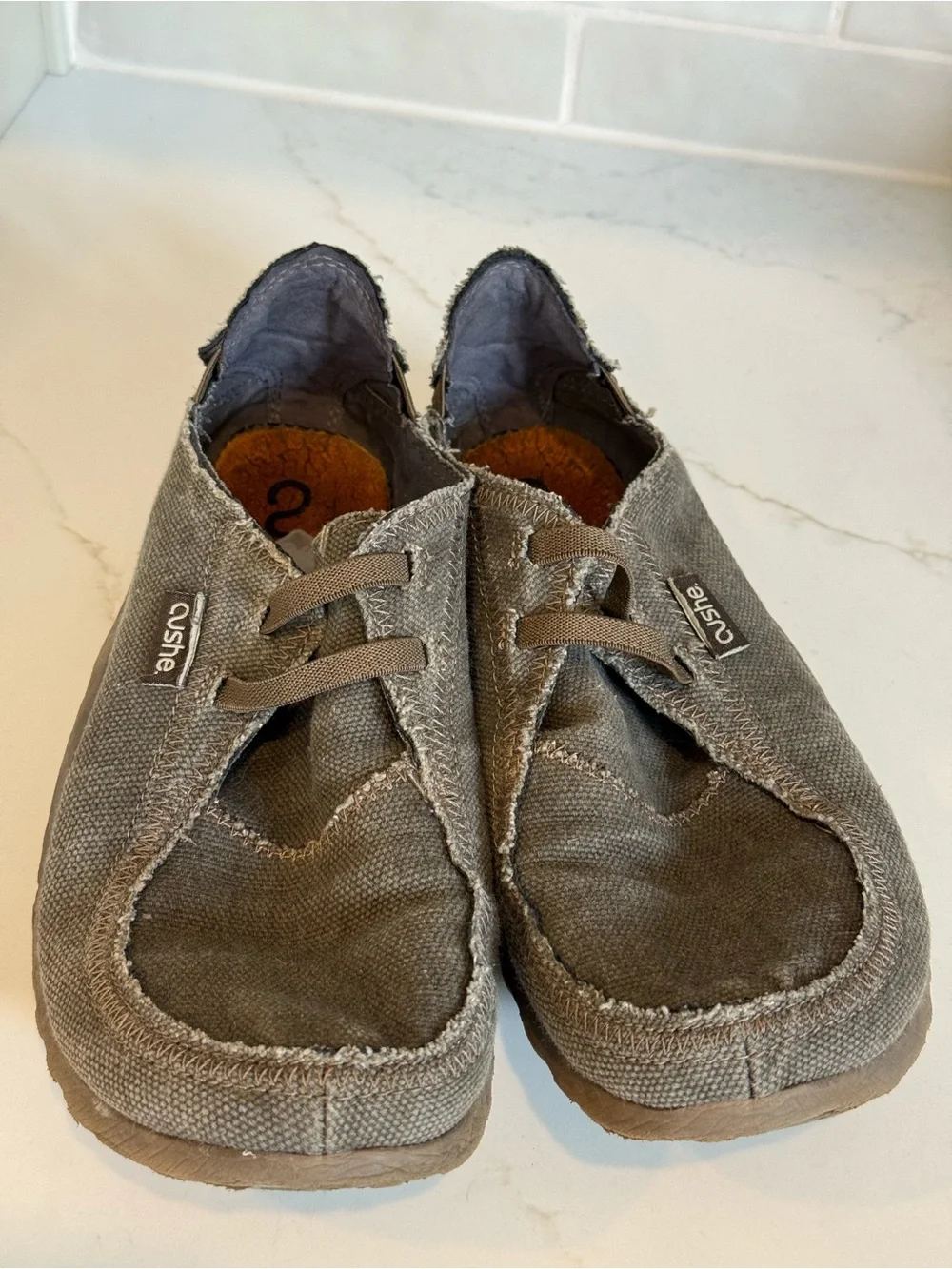 Cushe M Loafer Slipper Shoes Mens 8 Brown Canvas Slip On Moc Toe Comfort